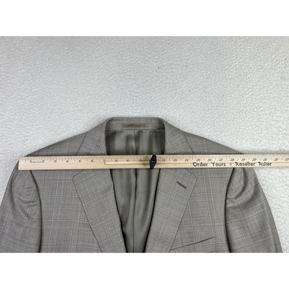 Ermenegildo Zegna Blazer Mens 46L Light Gray Glen Plaid Trofeo Wool Suit‎ Jacket